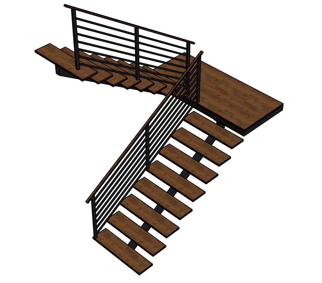 Каркас лестницы с деревом
