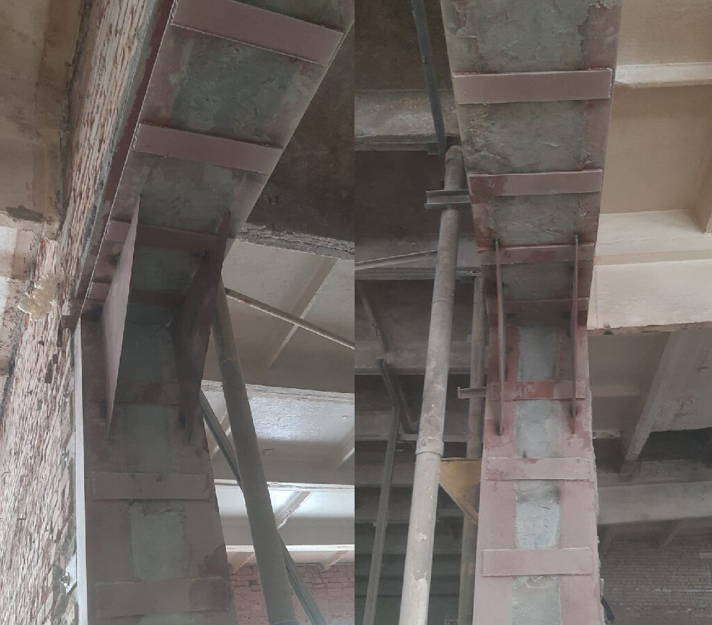 Элементы металлокаркаса усиления проема