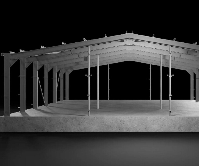 Общая схема несущего каркаса ангара