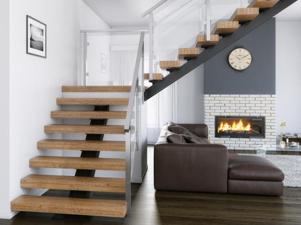 Фото Лестница на металлокаркасе с поворотом на 90 градусов