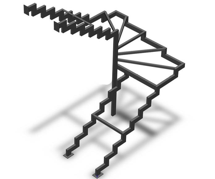 Фото Каркас на ломаном косоуре с забежными ступенями