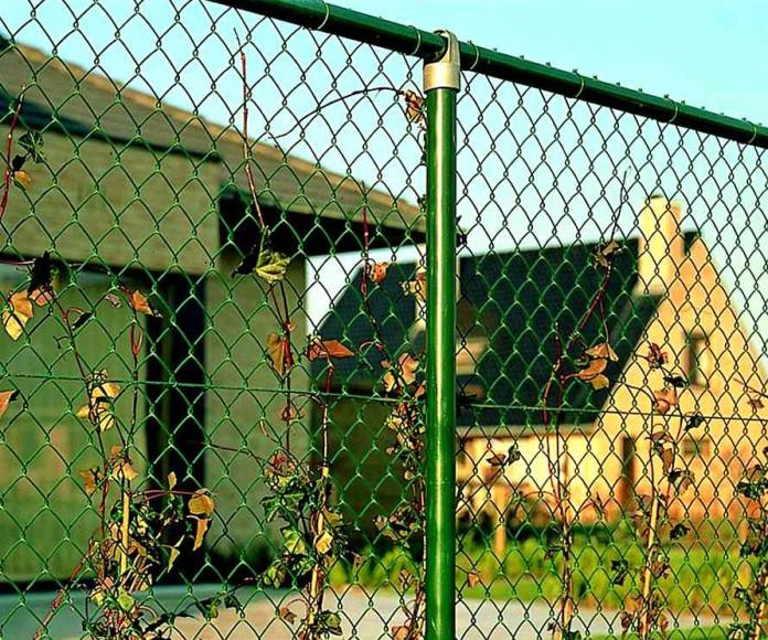 Фото Забор из сетки-рабицы на сборных столбах