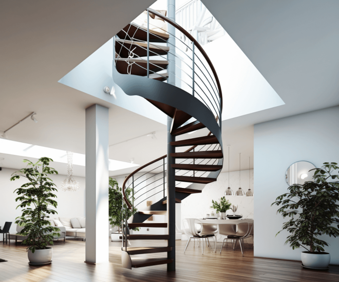 Винтовая лестница на второй этаж