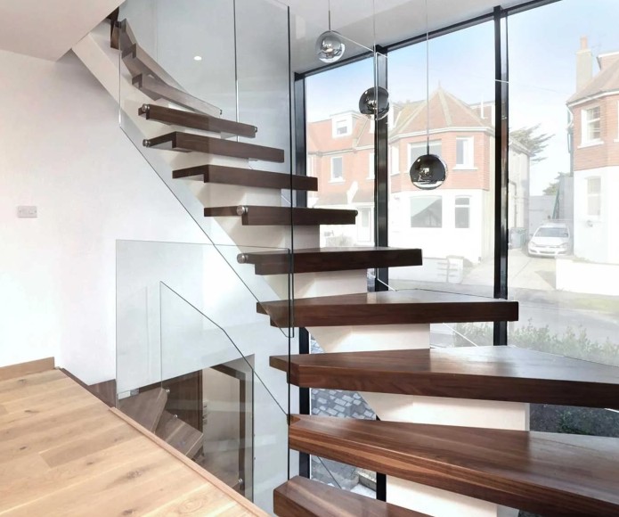 Фото Модульная лестница 90 градусов с забежными ступенями