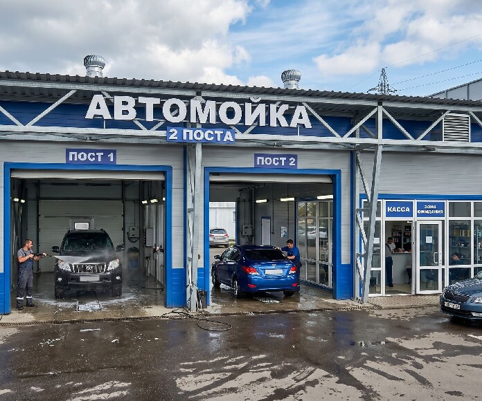 Автомойка из металлоконструкций под 2 автомобиля