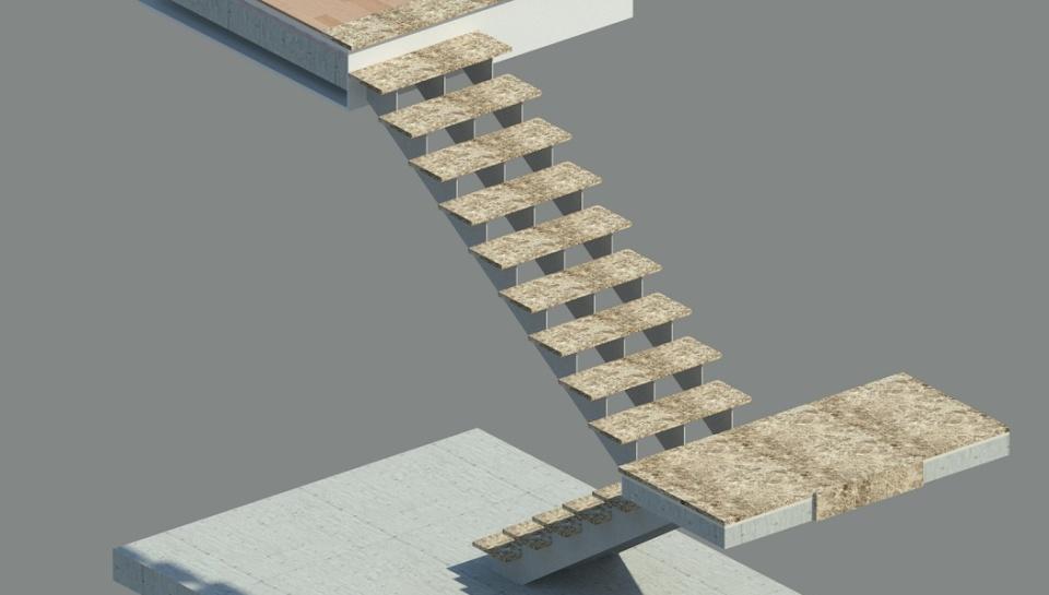 Лестница на металлических тетивах